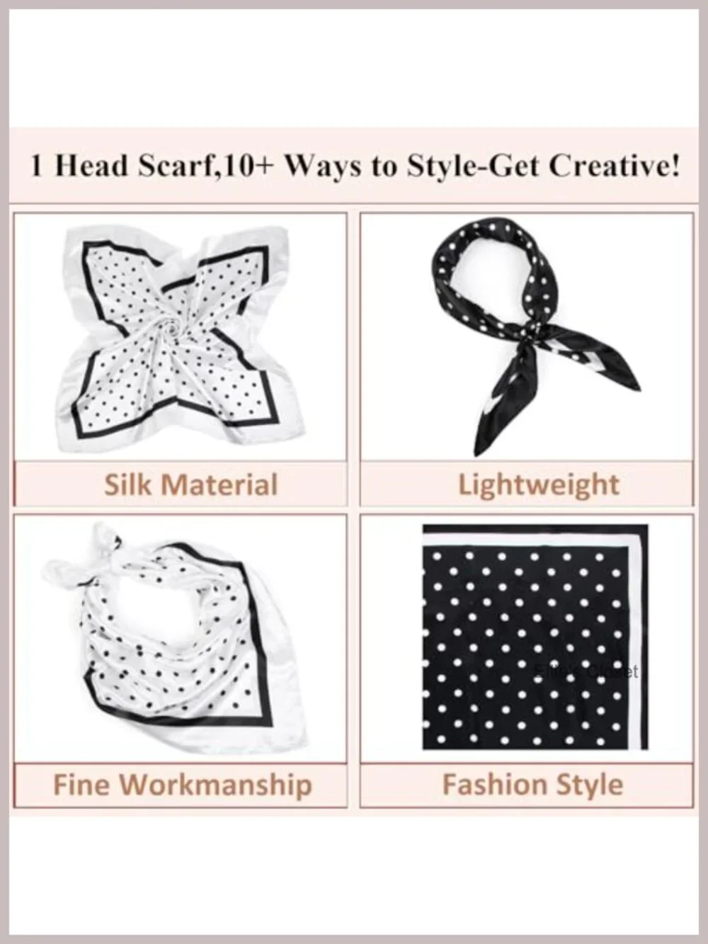Silk-Like Head Scarf for Women 35x35, Pirate Bandana for Hair Wrapping and